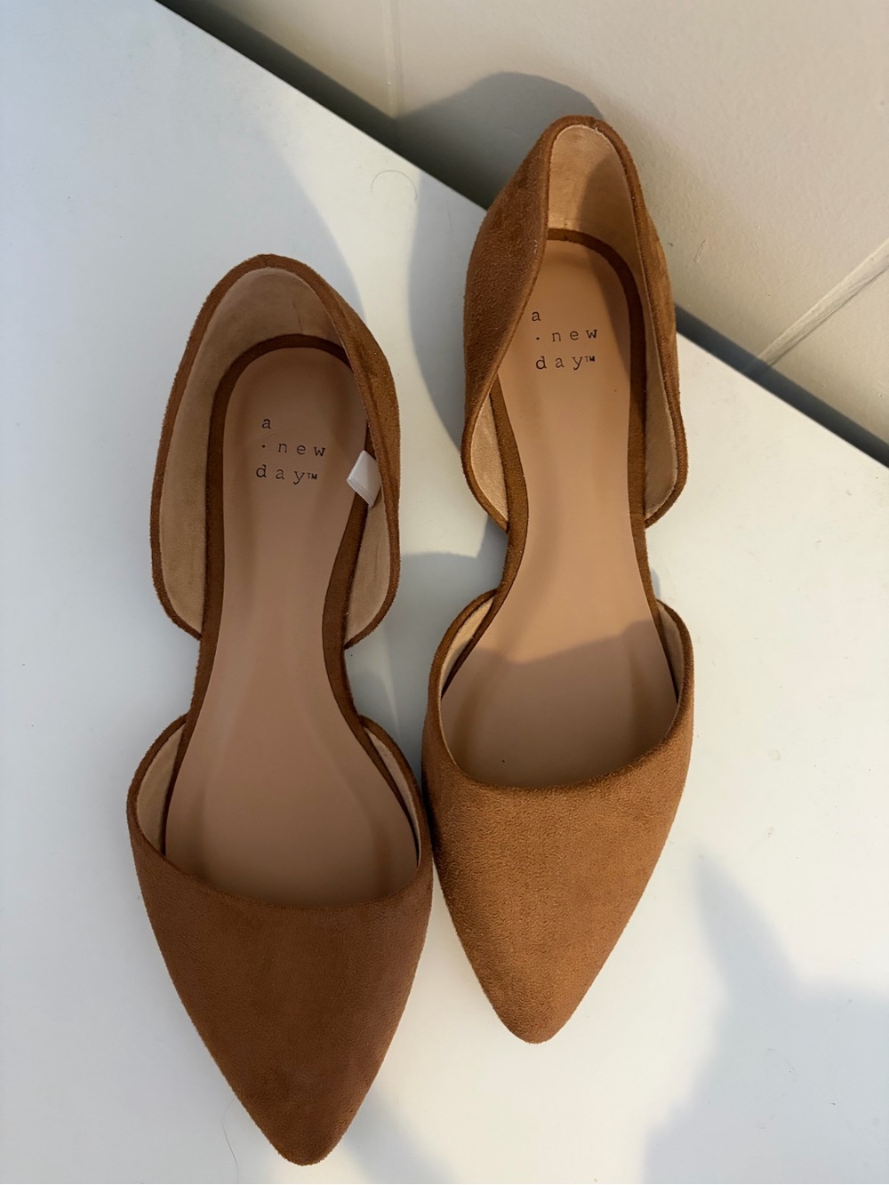 A New Day Tan Suede Pointed Flats